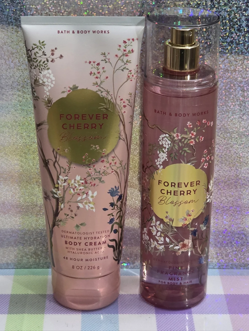 Bath & Body Works Forever Cherry Blossom Body Cream & Fragrance Mist Set NEW